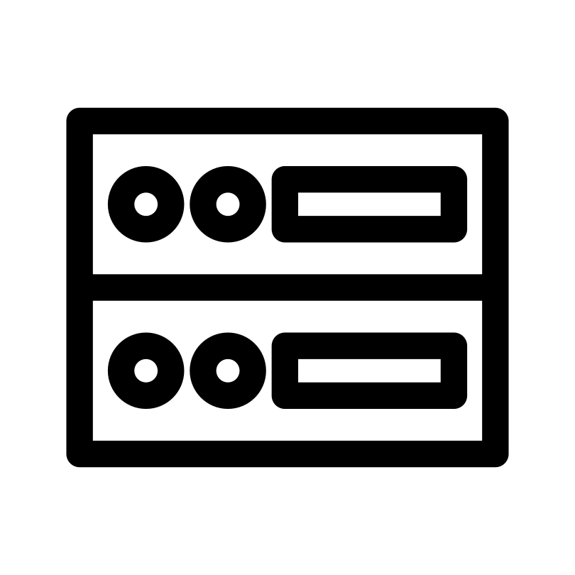 Icono de línea simple de racks de servidores apilados