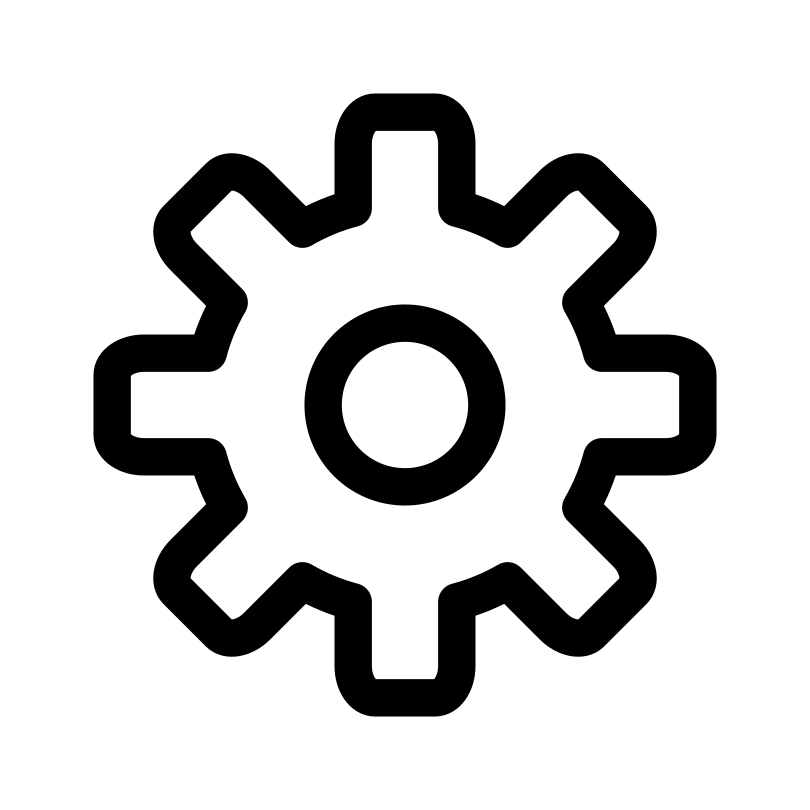 Contorno negro y configuración icono de engranaje