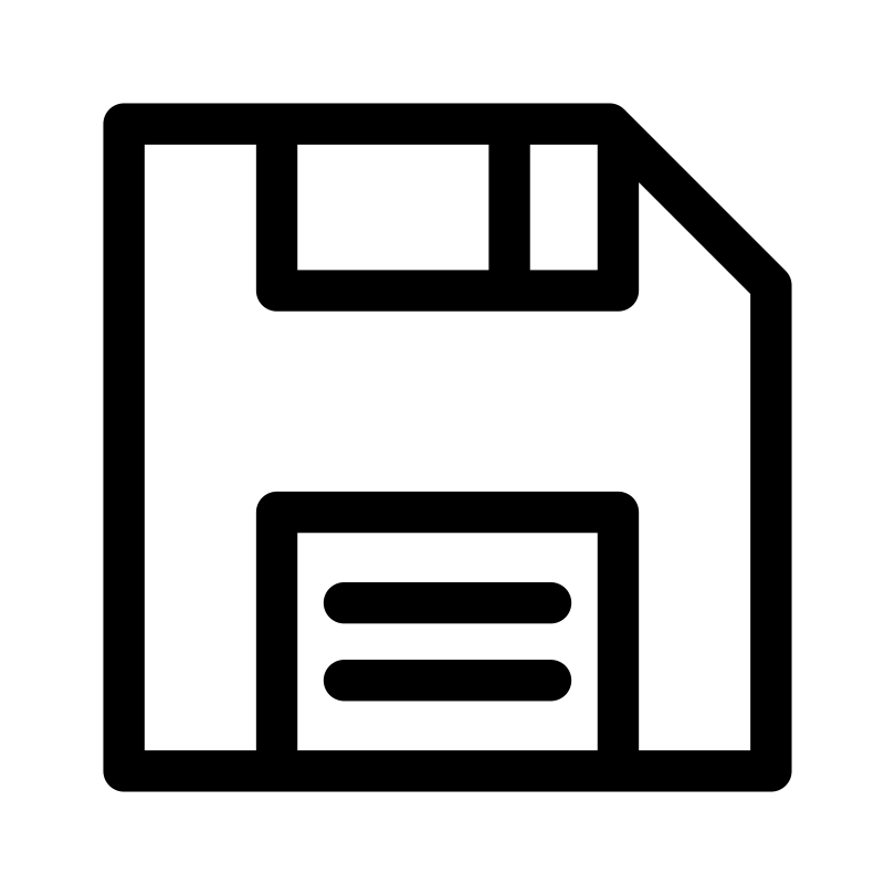 Ícone da linha de salvamento do disquete