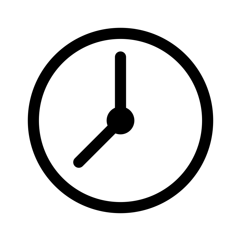Simple black time line clock icon