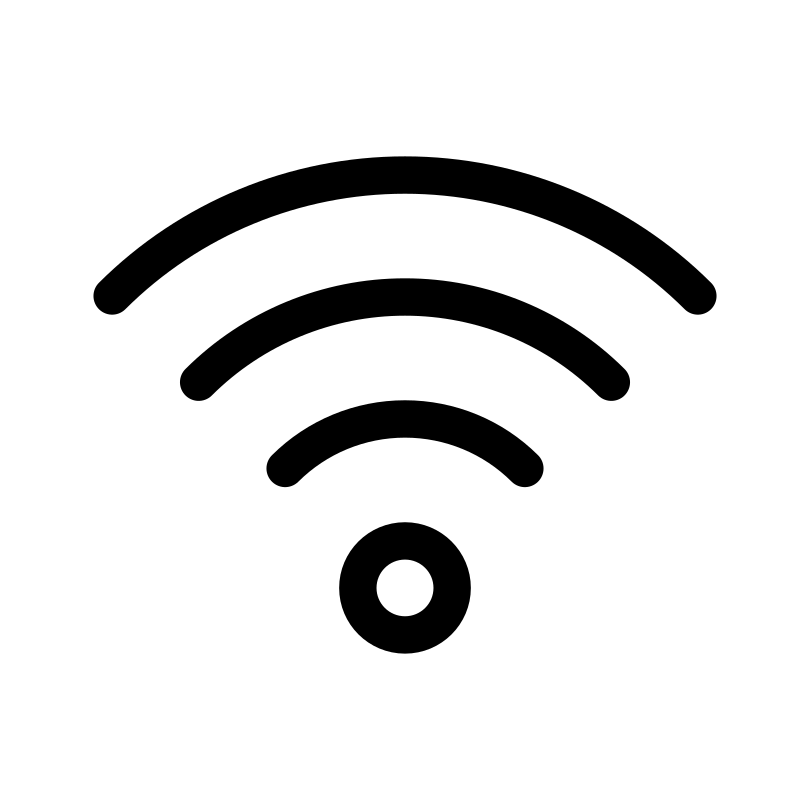 Schwarzes WLAN-Leitungssymbol auf weißem Hintergrund
