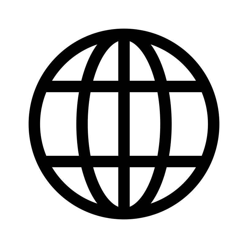Icono de globo negro que representa un sitio web