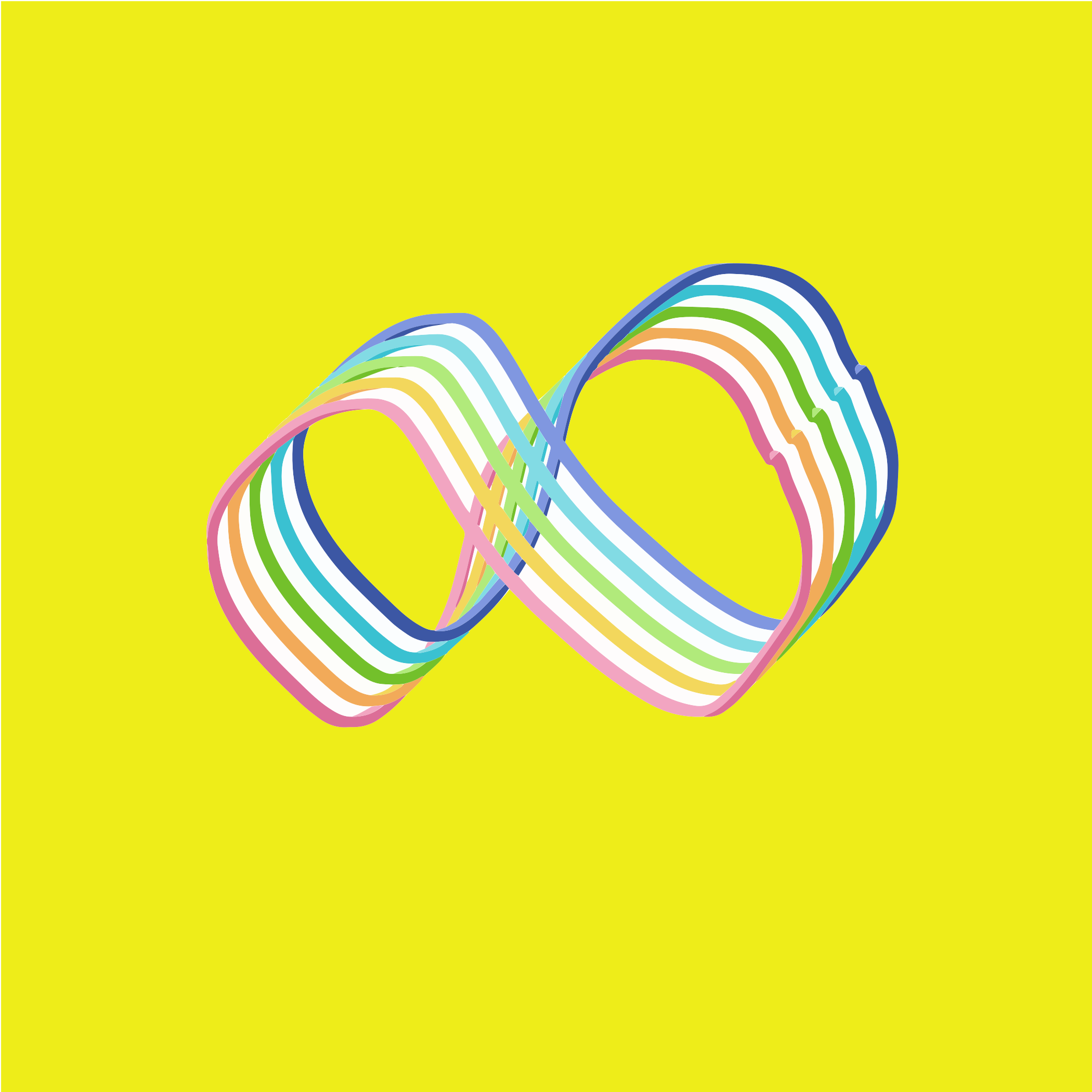 Colorful infinity symbol on a vibrant yellow background