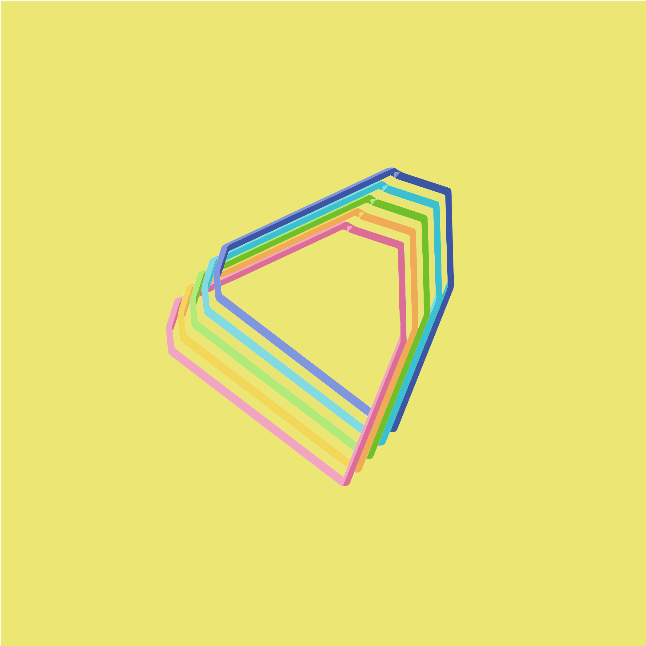 Colorful geometric shape on a solid yellow background