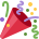 A red party popper exploding with colorful confetti and streamers.