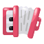 Um acordeão rosa com teclas brancas e pretas