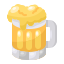 Tazza di birra da cartone animato con schiuma traboccante