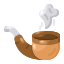 Una pipa marrón con humo blanco subiendo