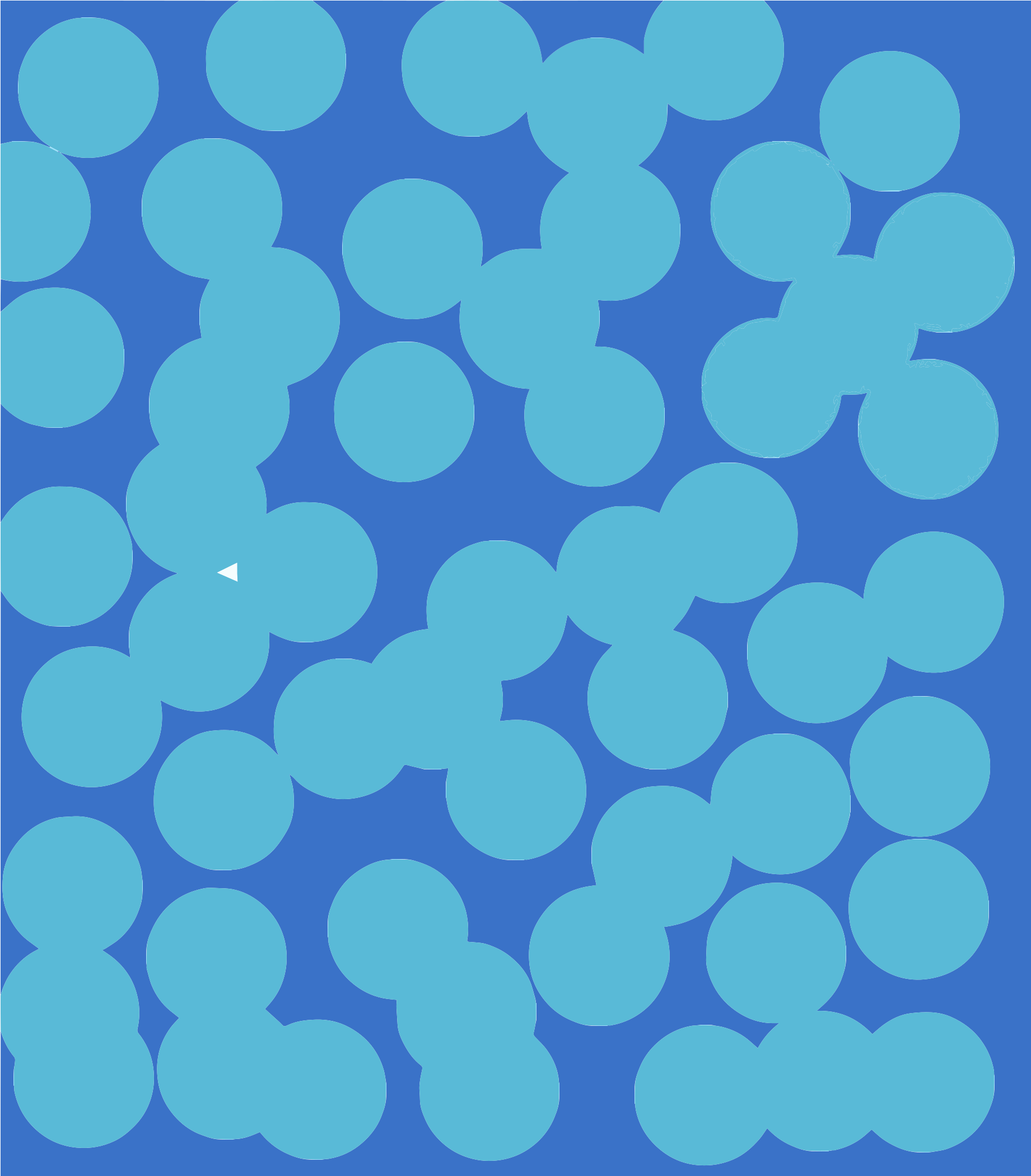Des cercles bleu clair éparpillés sur un fond bleu uni