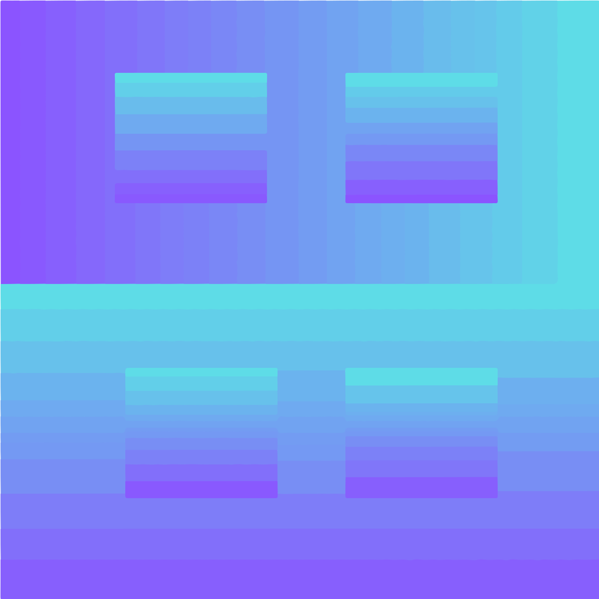 보라색과 청록색 그라데이션 배경에 네 개의 정사각형 컷아웃이 있습니다