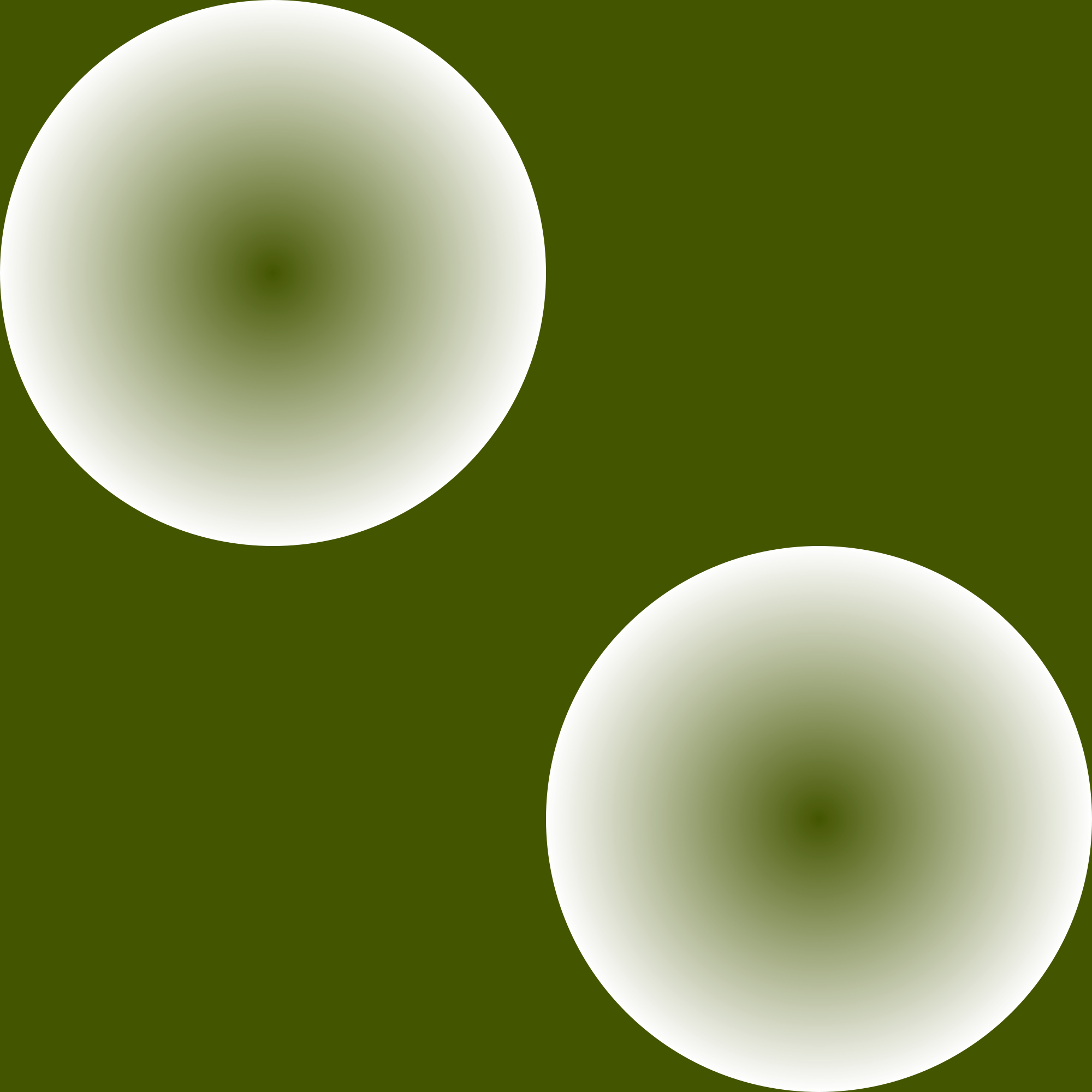 Deux cercles dégradés sur un fond vert uni.