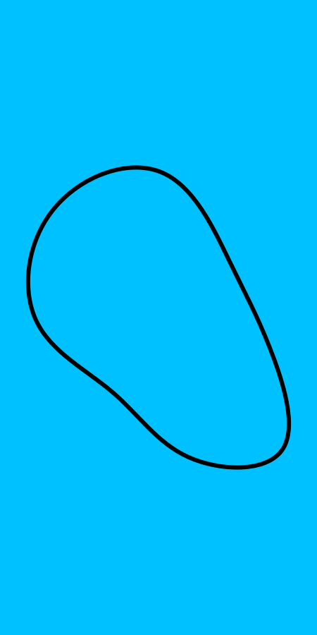 Uma forma preta irregular sobre fundo azul