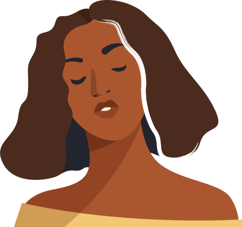 Brown-haired woman with closed eyes and parted lips.