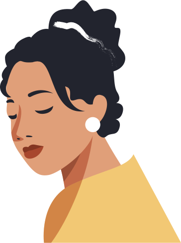 Una donna con capelli scuri e occhi chiusi che guardava dall'alto.