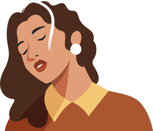Una donna illustrata con gli occhi chiusi e la testa inclinata.