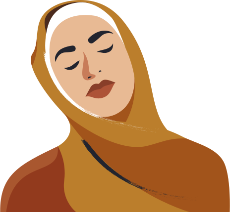 Illustrierte Frau mit Hijab und geschlossenen Augen