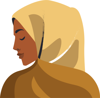 Eine Frau mit dunkler Haut, die einen hellgelben Hijab trägt
