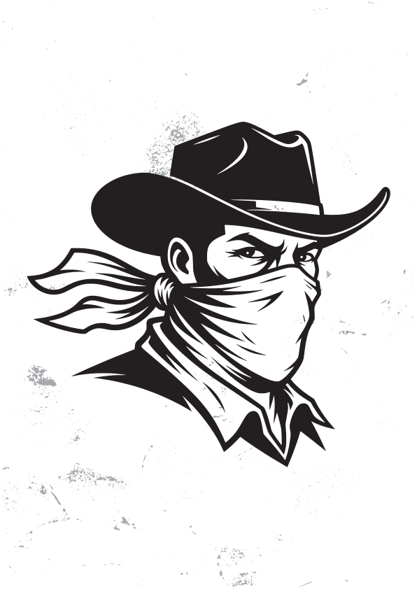 Cowboy portant un chapeau et un bandana illustrant