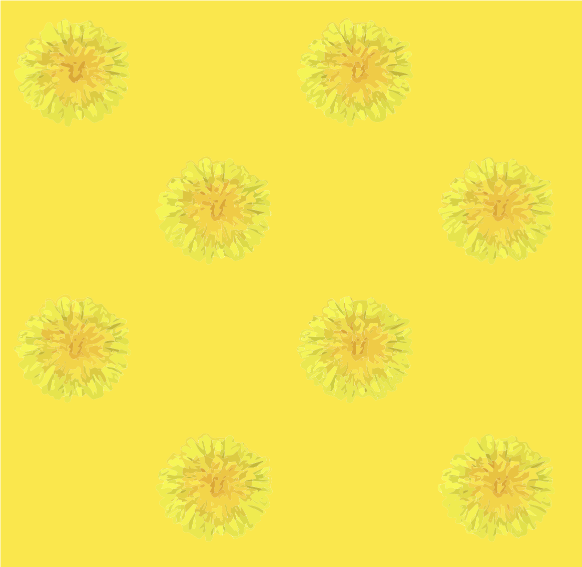 Múltiplas flores amarelas de dente-de-leão sobre um fundo amarelo brilhante