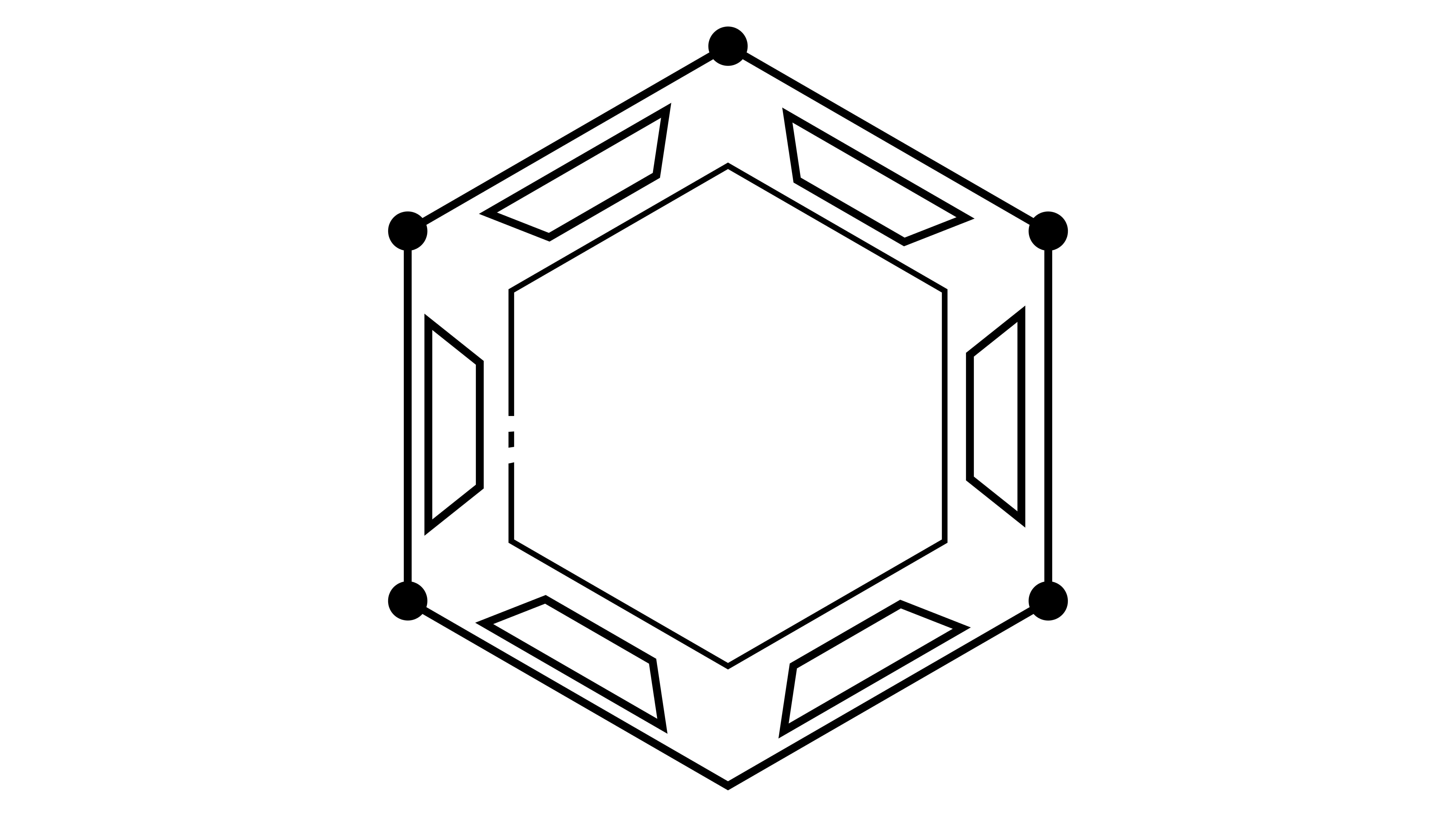 Contour géométrique hexagonal avec forme intérieure et six points d’angle