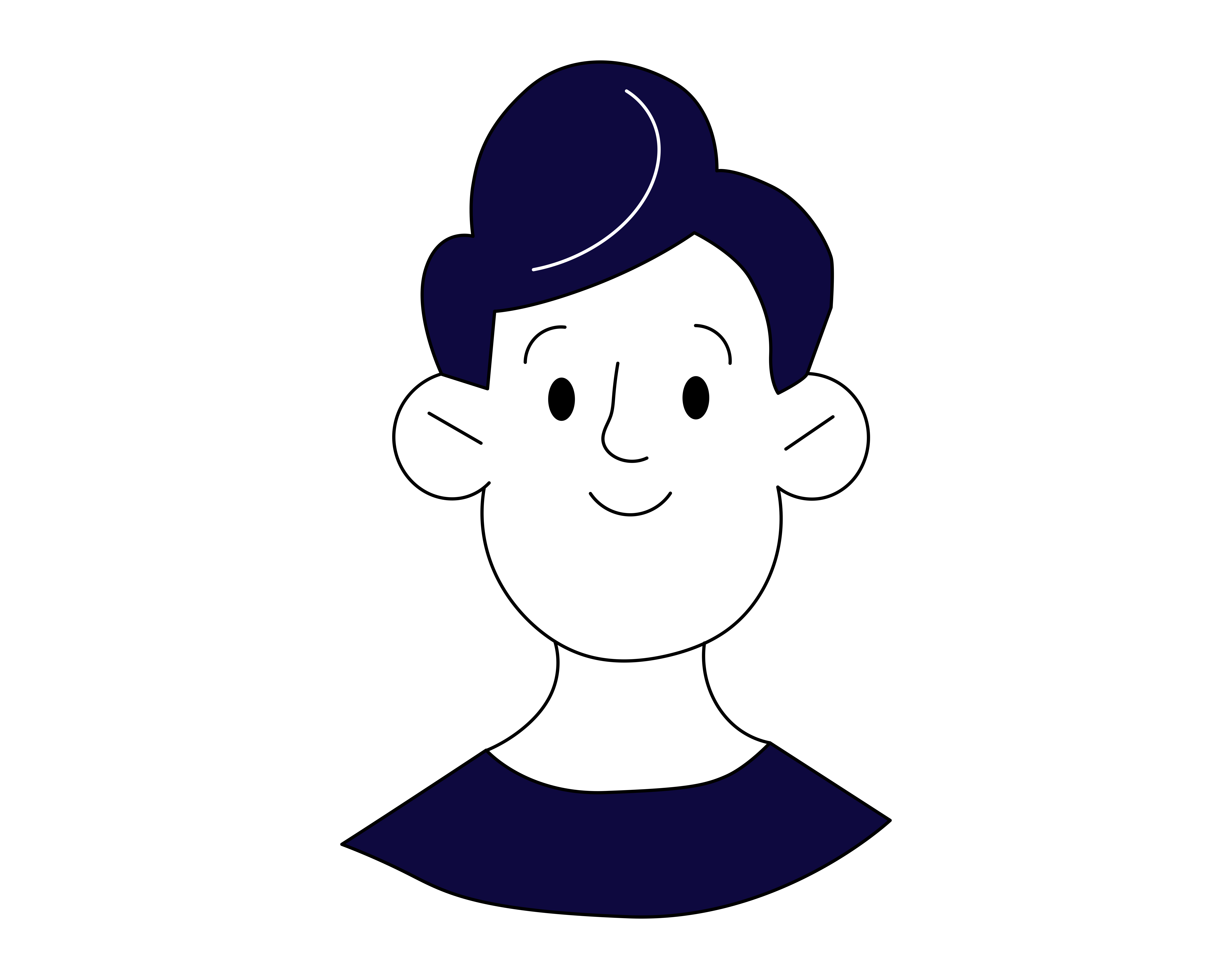 Un simple dibujo lineal de la cabeza y los hombros de una persona.