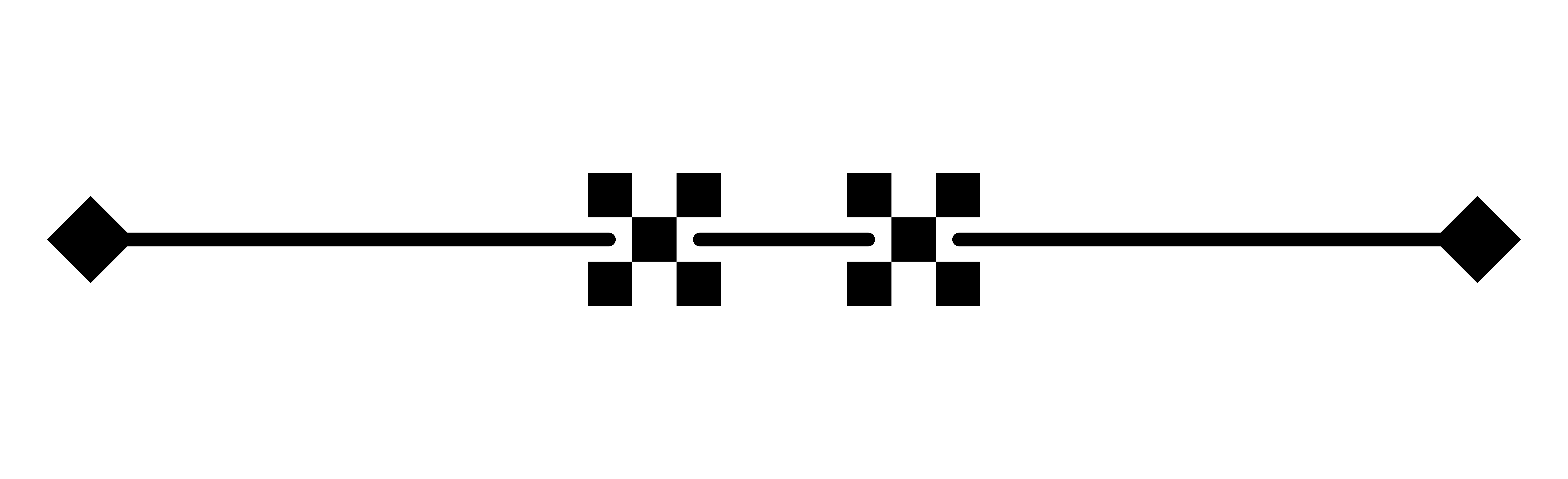 Ligne horizontale décorative avec des extrémités en losange et des motifs à damier