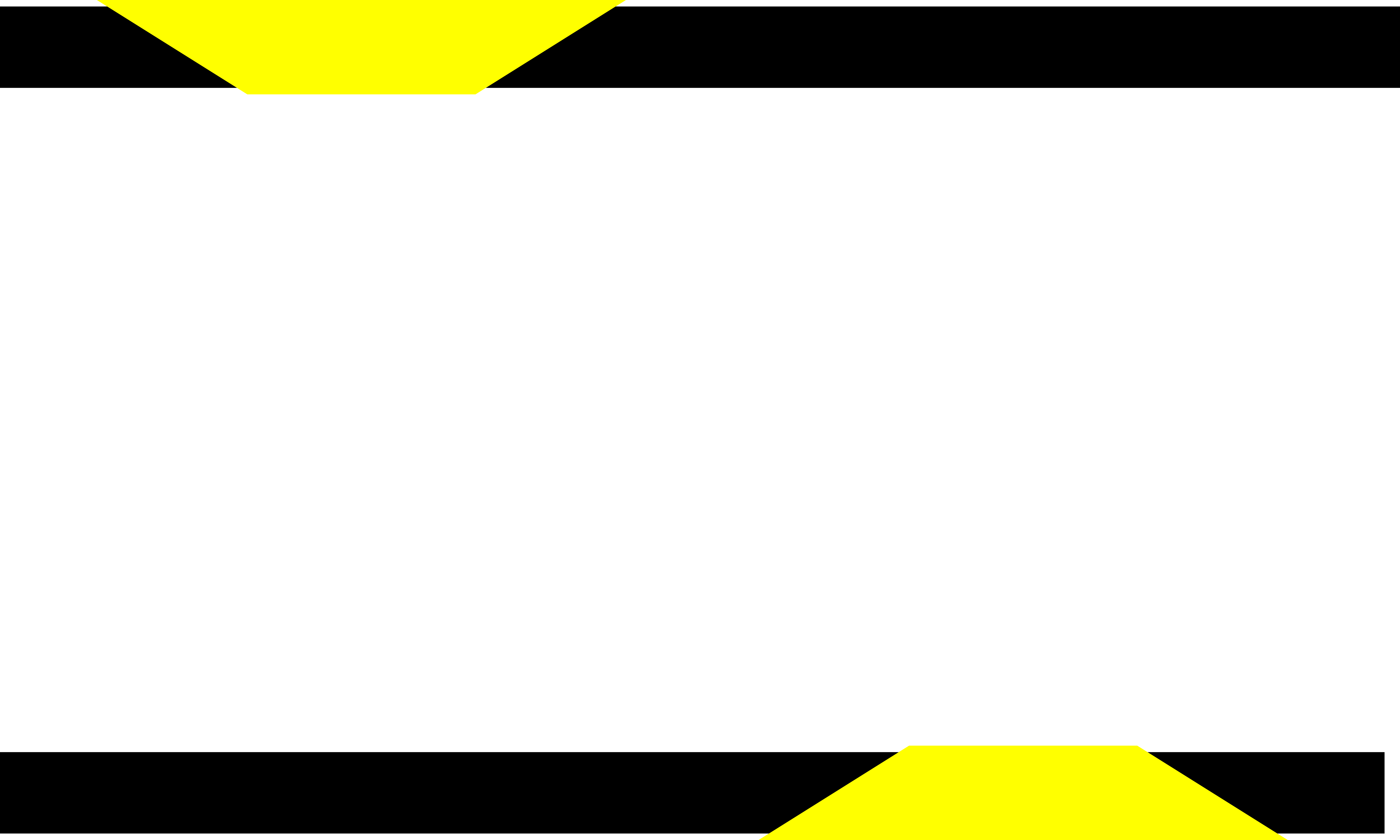 Weißer Hintergrund mit schwarzen Balken und gelben Dreiecken
