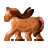 A stylized brown horse with a dark mane and tail