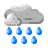灰色の雲が青い雨粒を落とす。