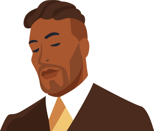 A man in a suit with closed eyes.