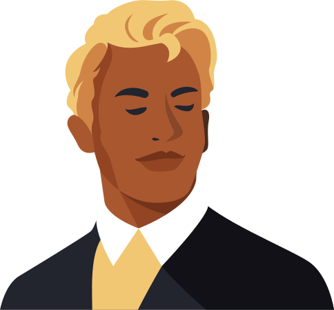 Stylish man with blonde hair and closed eyes.