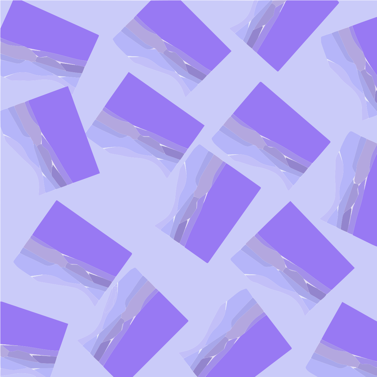 Verstreute lila und blaue Rechtecke auf einem hellvioletten Hintergrund