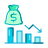 Bolsa de dinero y gráfico de barras descendente que muestra pérdidas financieras.