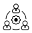 L’équipe commerciale collabore autour d’un engrenage central.