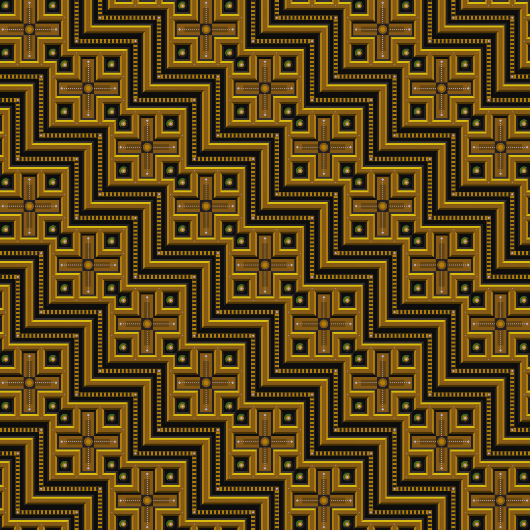 Motivo a zigzag ornato oro e nero con forme di croce