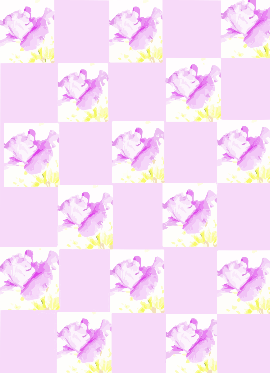 Motif en damier de carrés violet clair et floraux abstraits
