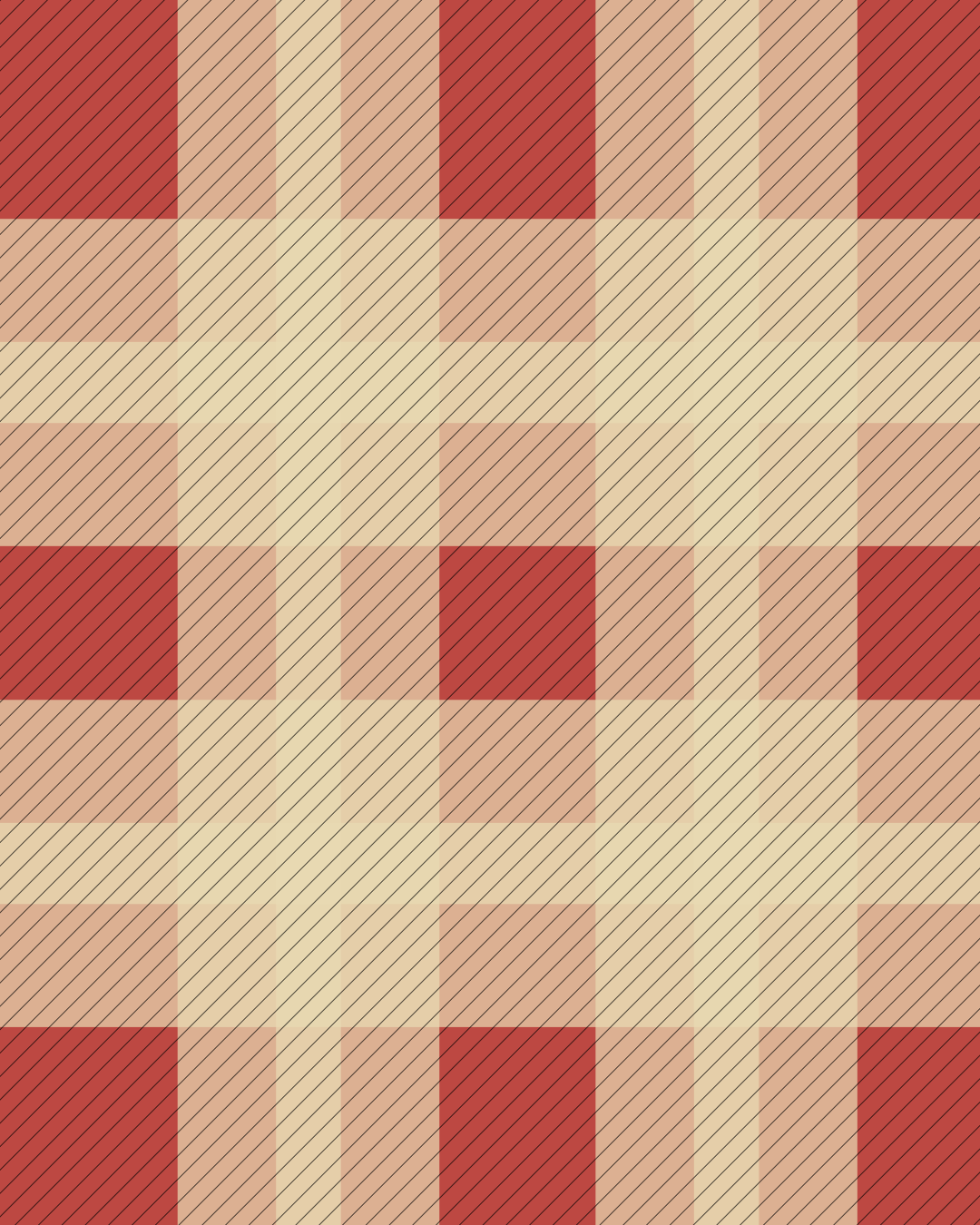 Motivo a quadri rossi e beige con linee diagonali.