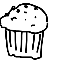 シンプルな白黒のマフィンの絵。