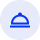 Um ícone azul de cloche em um círculo azul claro.