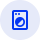 A blue washing machine icon on a light blue circle.