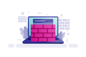 Uno schermo di laptop protetto da un'icona rosa di muro di mattoni a parete di parete