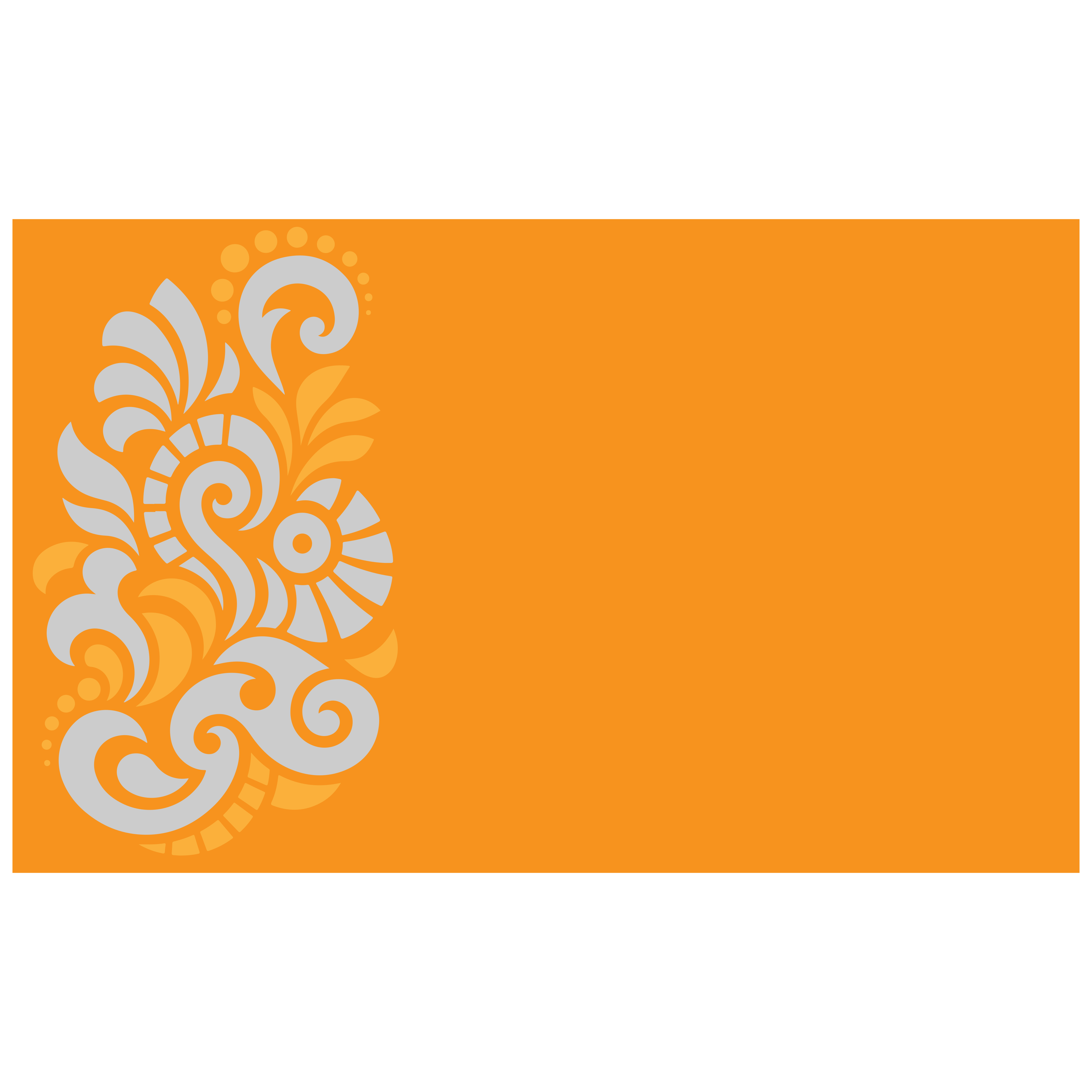 Um padrão floral cinza e laranja sobre um fundo laranja sólido