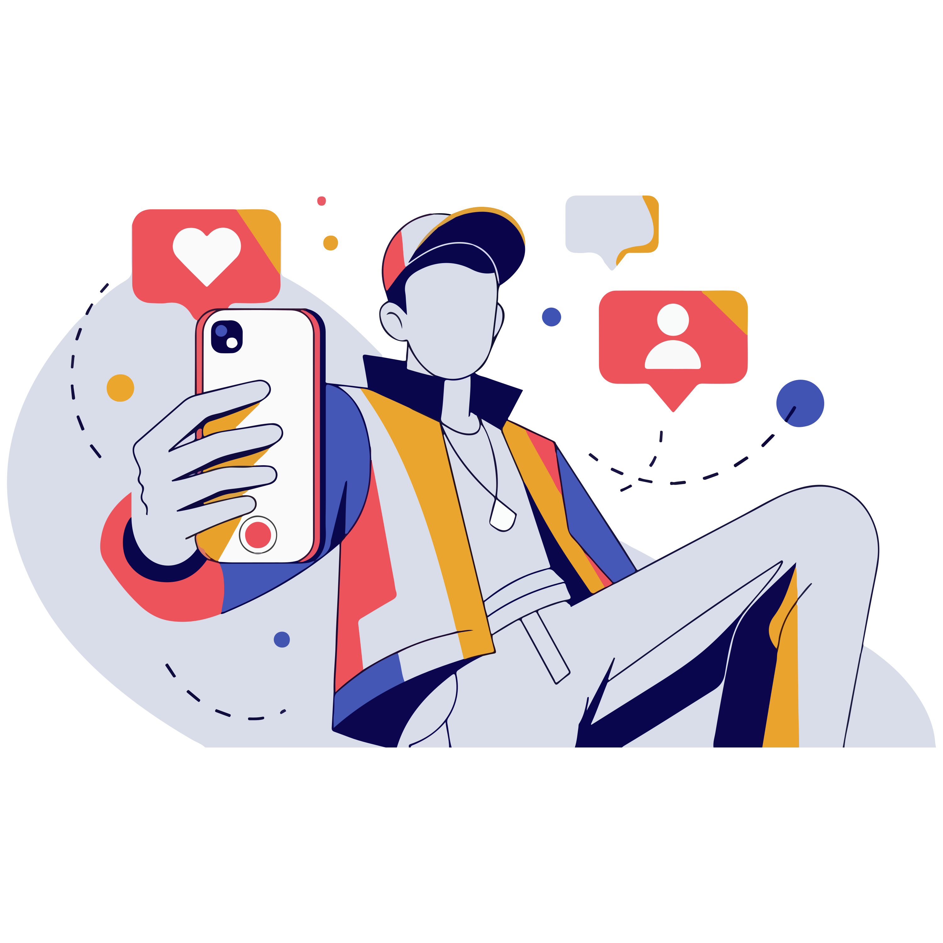 Uma pessoa de boné segurando um smartphone com ícones de redes sociais