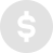 Ein weißes Dollarzeichen-Symbol auf einem hellgrauen, kreisförmigen Hintergrund
