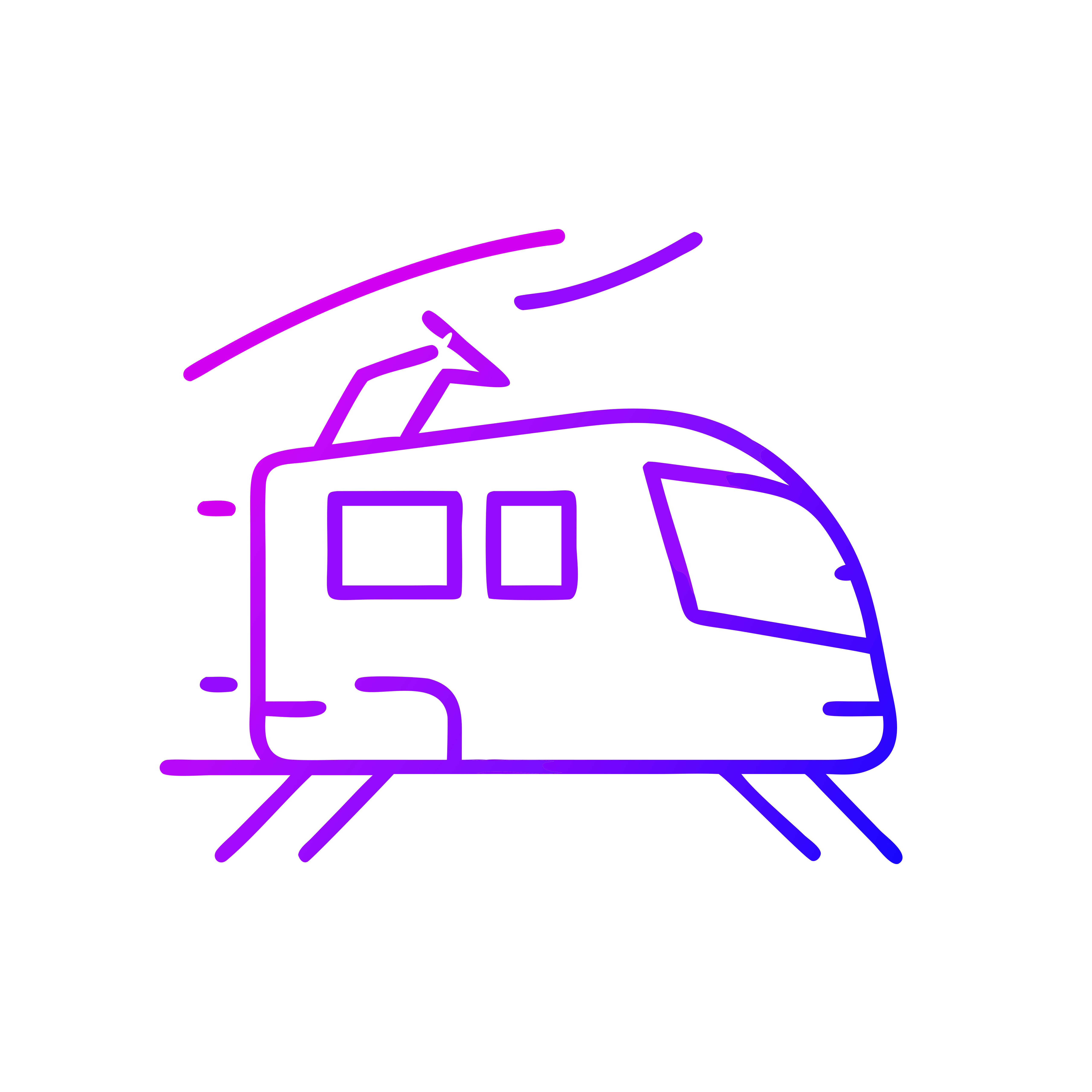 Une icône de ligne dégradée violette et bleue représentant un train à grande vitesse.