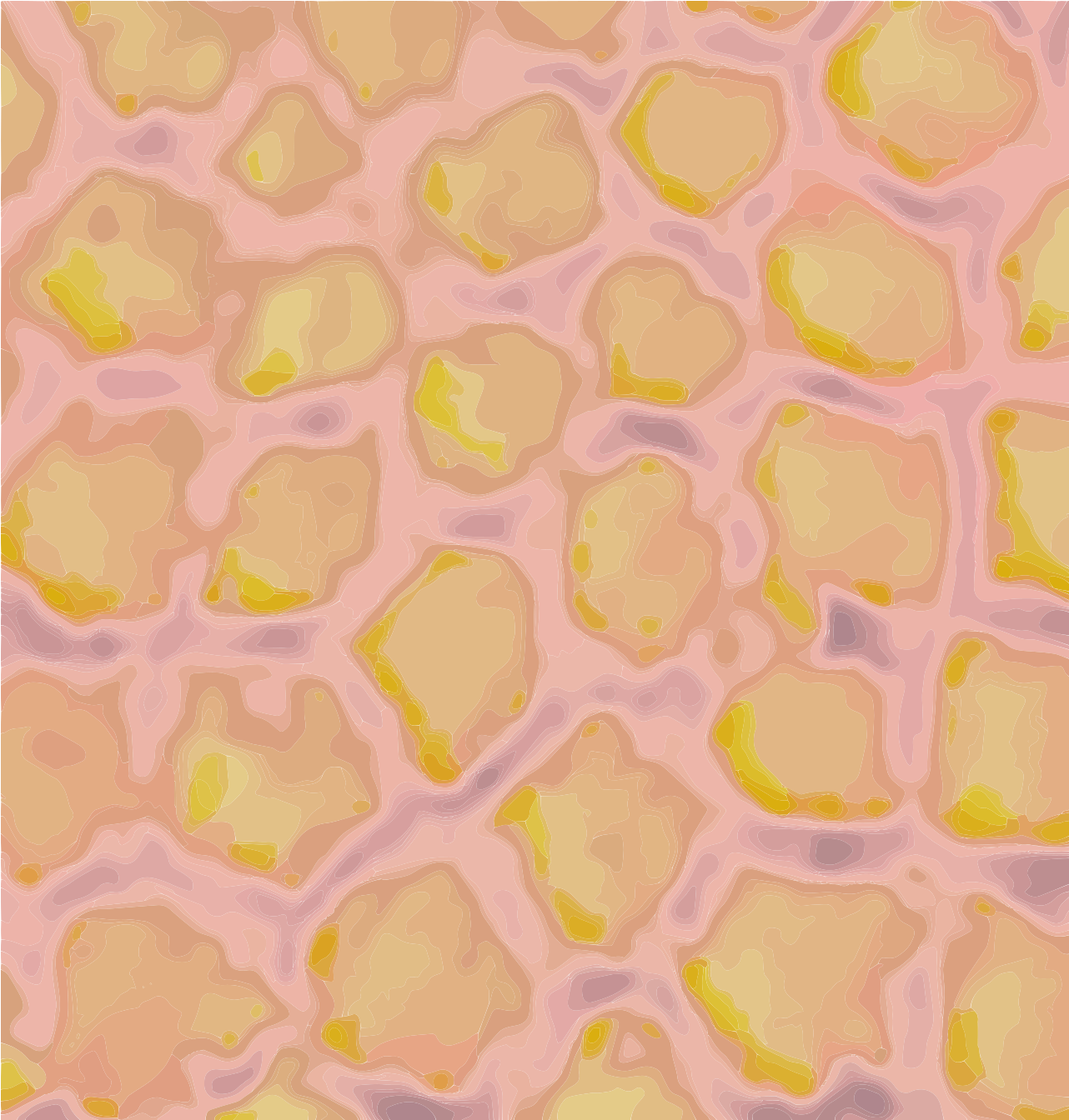 A repeating pattern of irregular yellow and orange shapes on a pink background.