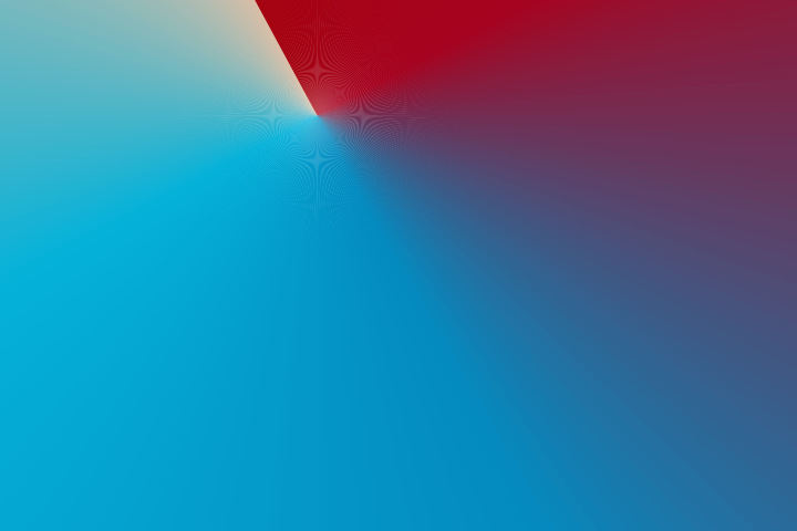 Um gradiente suave que muda do azul brilhante para o vermelho profundo com um padrão geométrico