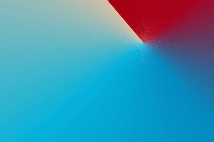 Gradien yang bergeser dari merah tua ke biru cerah dengan pola geometris