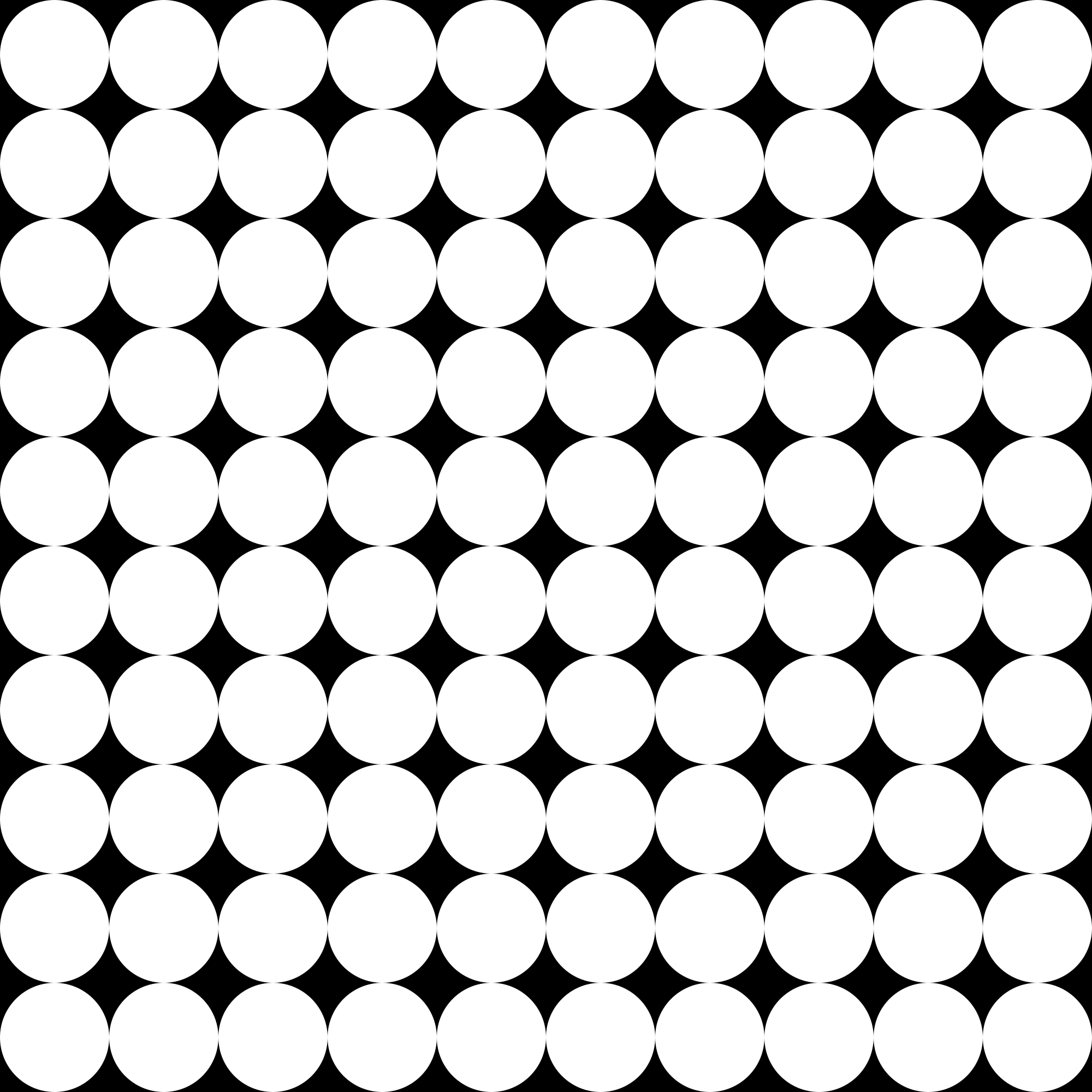 Una cuadrícula de círculos blancos sobre fondo negro