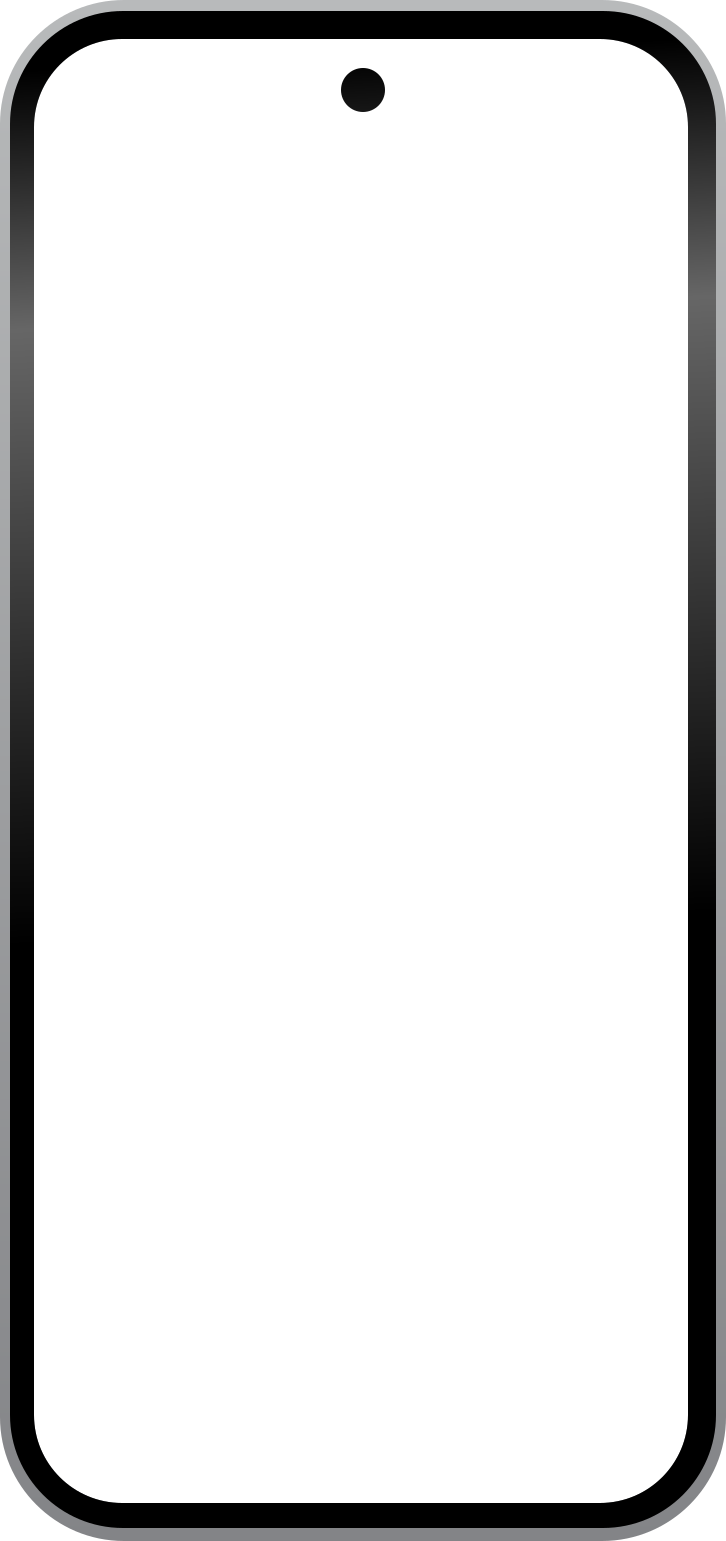 Un smartphone avec un écran blanc vide et une petite découpe d’appareil photo